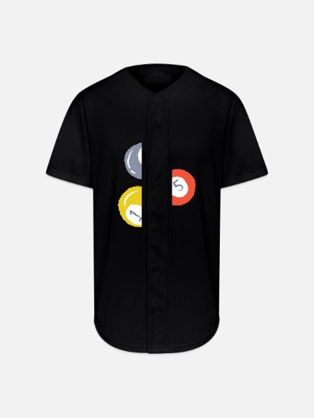 3 Billiards Ball - Full Button Jersey - black