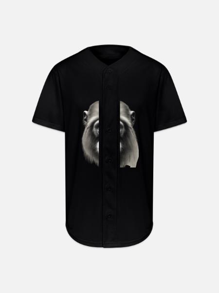 Chimp in Charcoal 4 - Full Button Jersey - black