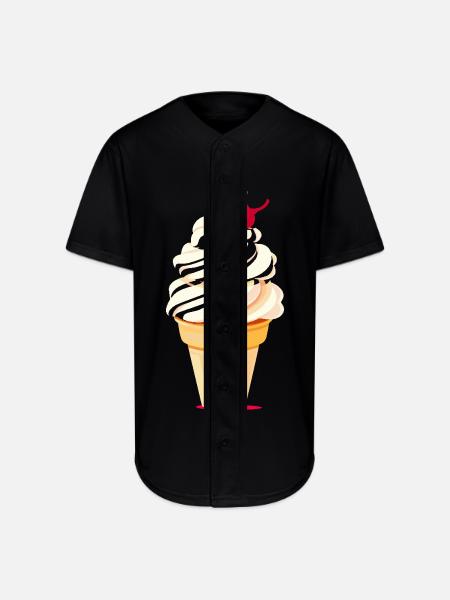 Ice Cream Cone Graphic - Full Button Jersey - black