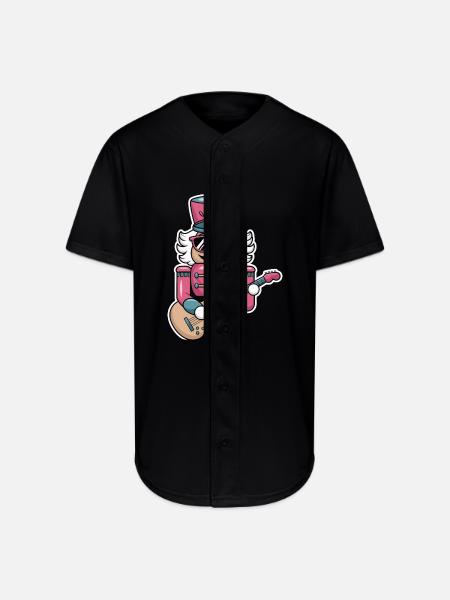 Nutcracker Playing Guitar - Full Button Jersey - black