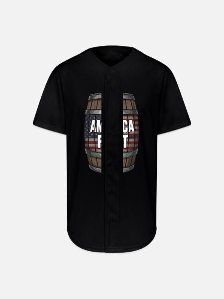 American Flag Wood Barrel - Full Button Jersey - black