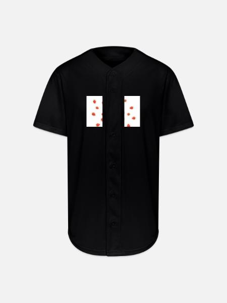 Strawberry Scatter Pattern - Full Button Jersey - black