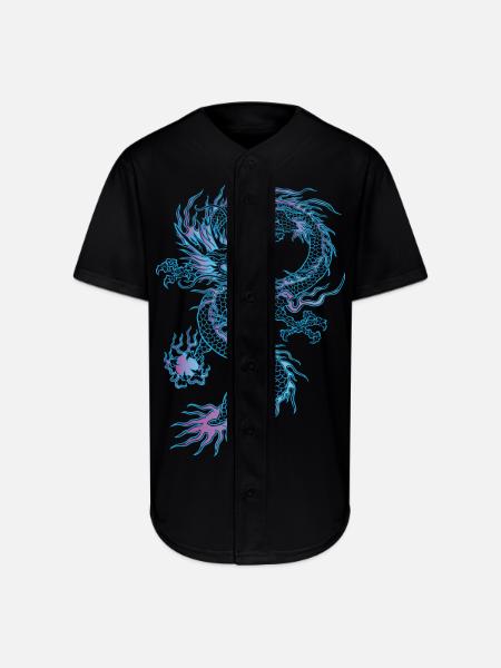 chinese dragon - Full Button Jersey - black