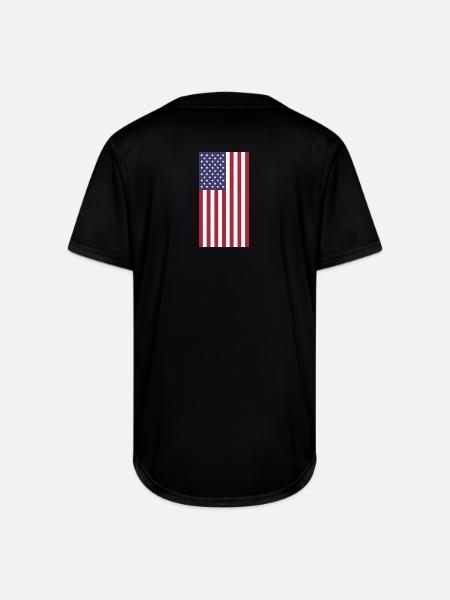 USA Flag, vertical - Full Button Jersey - black
