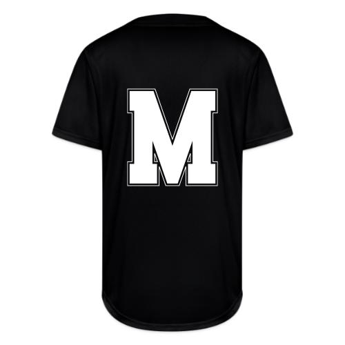 White Letter M – Varsity Alphabet Monogram - Full Button Jersey