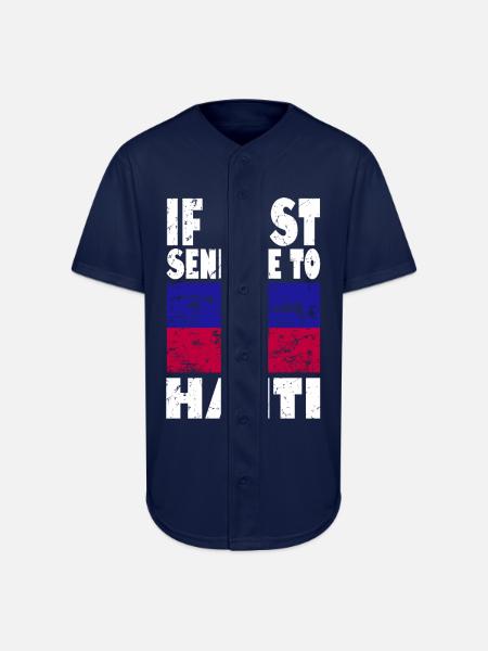 Haiti Flag Saying - Full Button Jersey - navy