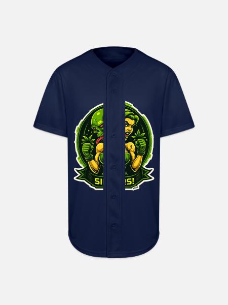 Sinners! Green Femme vs Demon - Full Button Jersey - navy