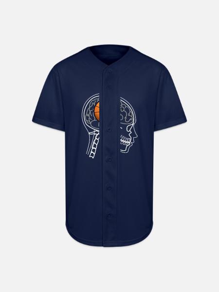 BASKETBALL BRAIN ON X-RAY DESIGN - Full Button Jersey - navy