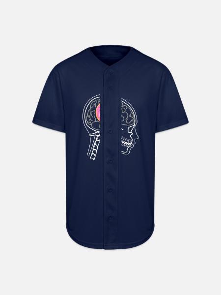 DONUT ON BRAIN X-RAY DESIGN - Full Button Jersey - navy
