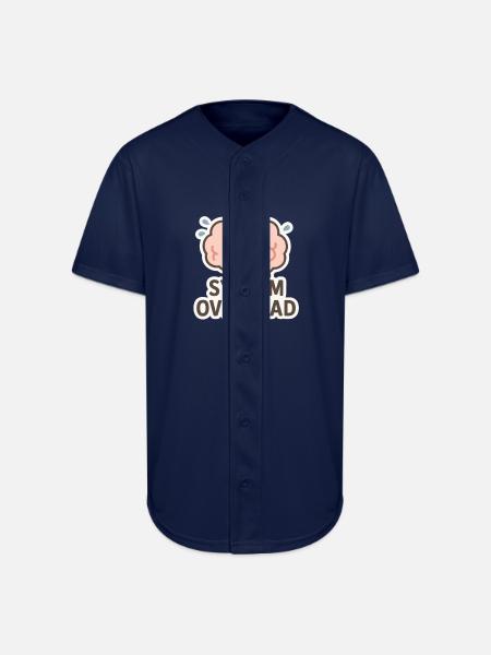 System Overload Brain Illustration - Full Button Jersey - navy