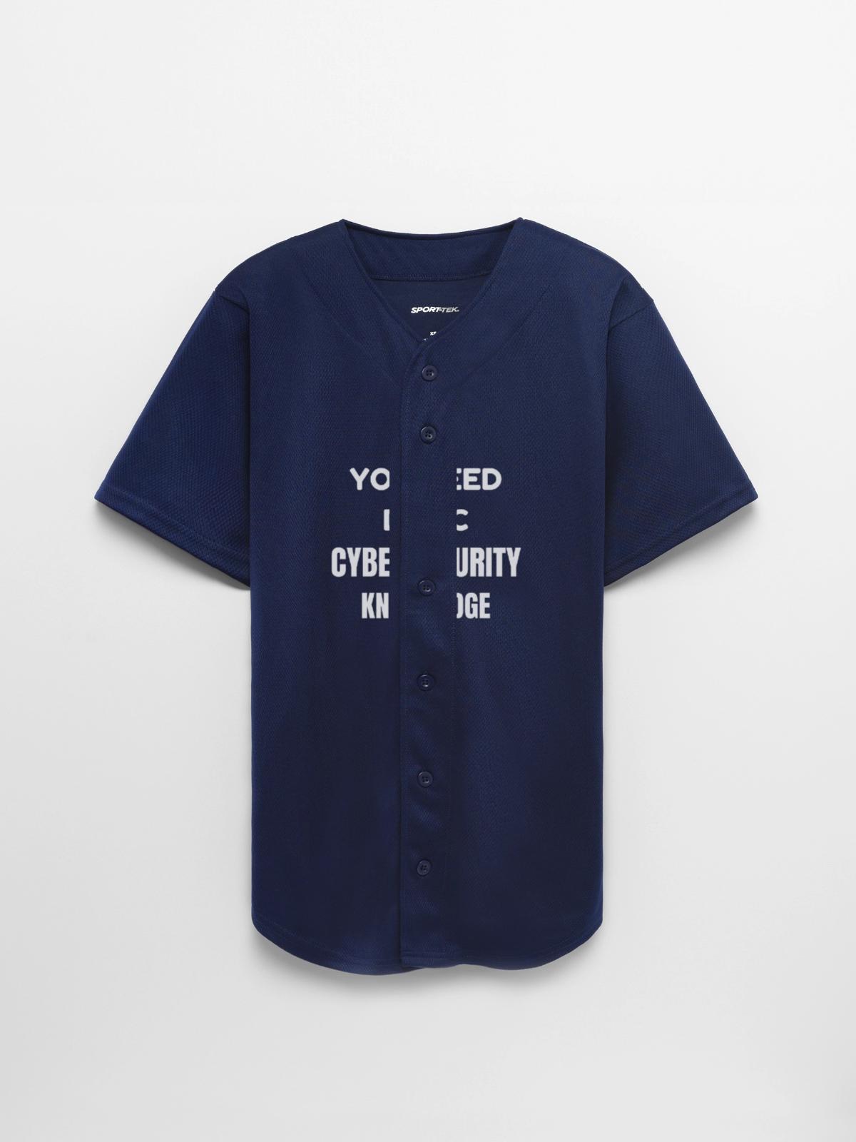 Basic Cybersecurity Knowledge Tee - Full Button Jersey - navy - Front