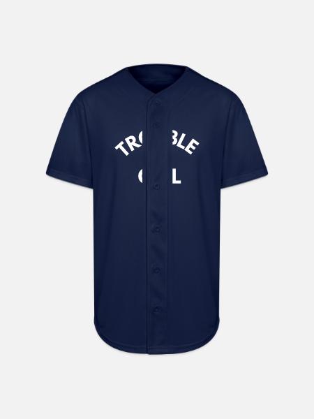 Trouble Girl Daisy Smile - Full Button Jersey - navy