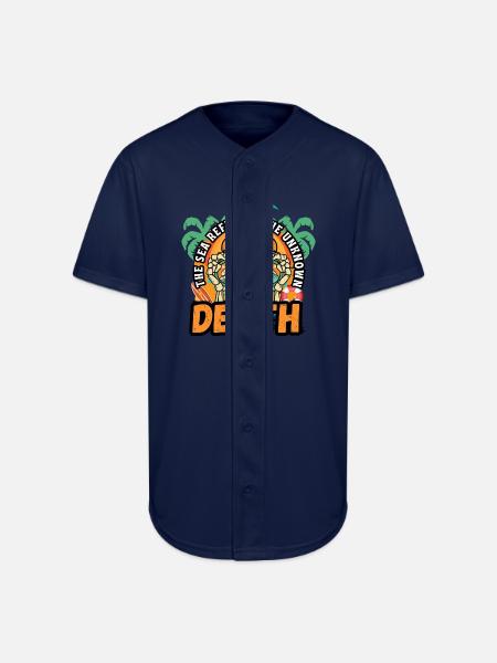 Depth Wave Seeker Skull - Full Button Jersey - navy