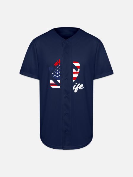 Patriotic Football Life - Full Button Jersey - navy