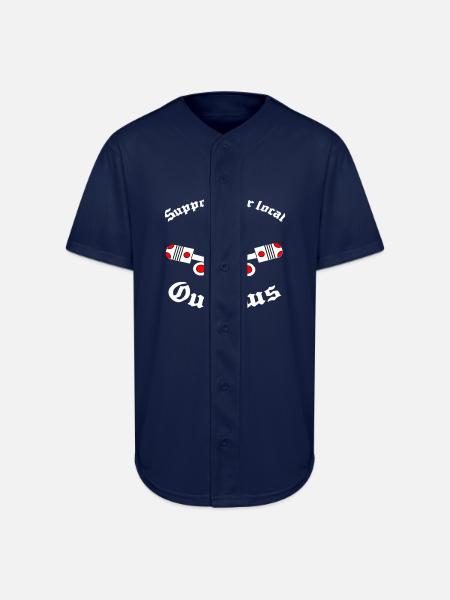 Support Local Outlaws Emblem - Full Button Jersey - navy