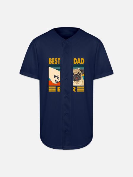 Best Pug Dad Ever - Full Button Jersey - navy