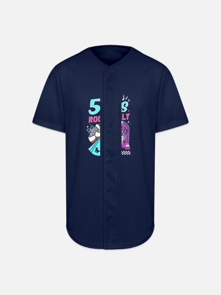 Sock Hop Party Rockabilly - Full Button Jersey - navy