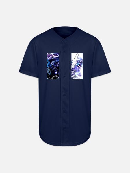Moonlit Oni Blade - Full Button Jersey - navy
