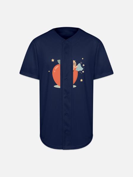 Funny bookworm cleaning house - Full Button Jersey - navy