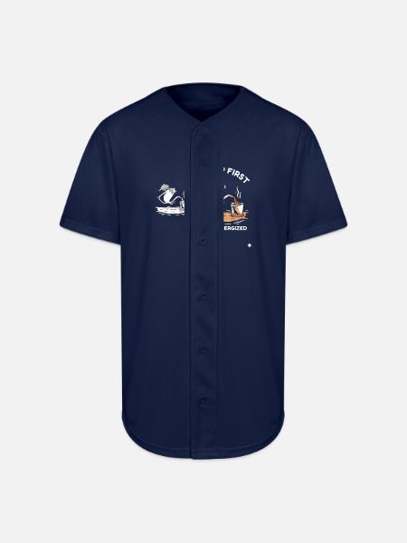 Fuel Up First Stay Energized - Full Button Jersey - navy