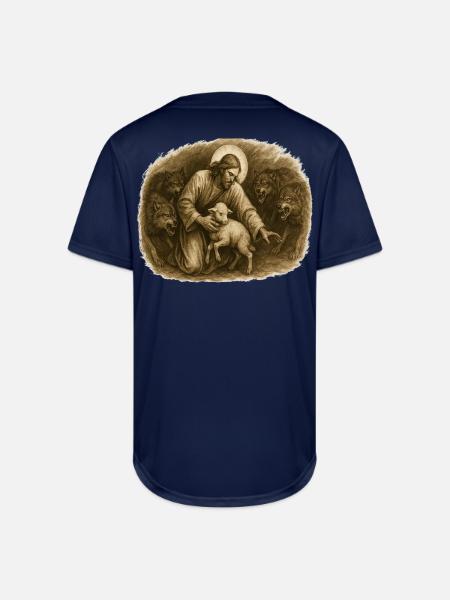 Shepherd and Lamb Among Wolves - Full Button Jersey - navy