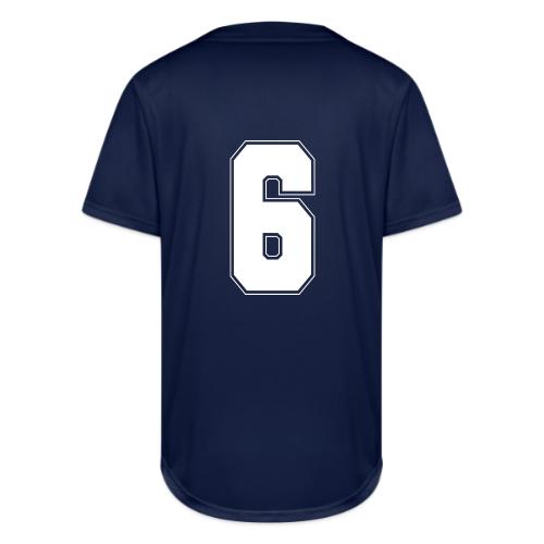 White Number 6 – Varsity Font - Full Button Jersey