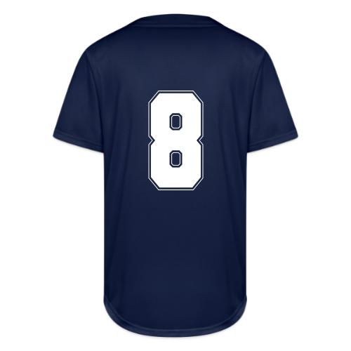White Number 8 – Varsity Font - Full Button Jersey