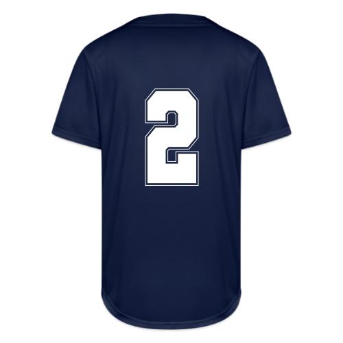 White Number 2 – Varsity Font - Full Button Jersey