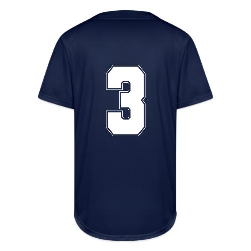 White Number 3 – Varsity Font - Full Button Jersey