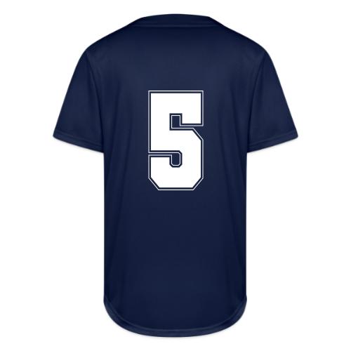 White Number 5 – Varsity Font - Full Button Jersey