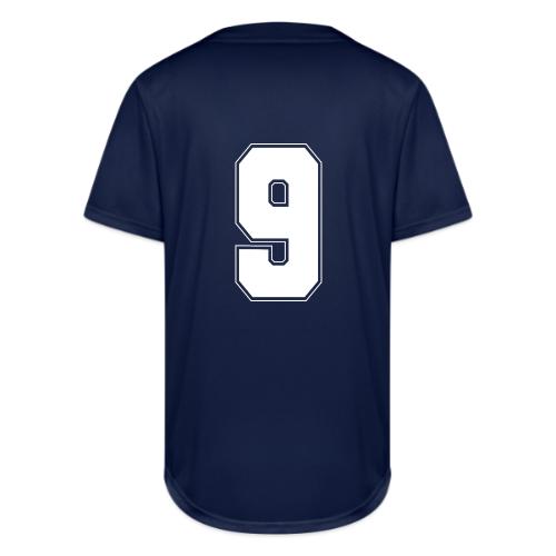 White Number 9 – Varsity Font - Full Button Jersey