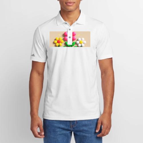3D Flowers and Butterflies in Amber, Floral Design - Adidas Performance Polo