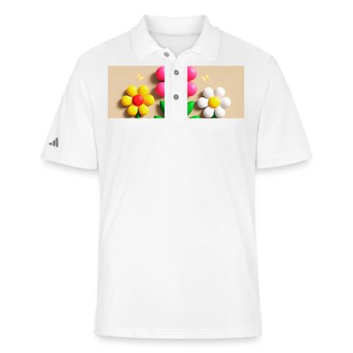 3D Flowers and Butterflies in Amber, Floral Design - Adidas Performance Polo