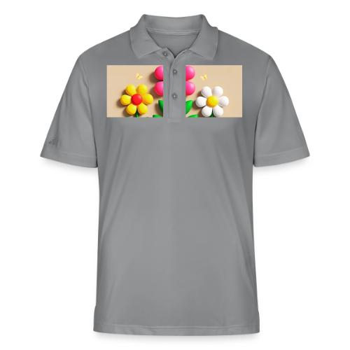 3D Flowers and Butterflies in Amber, Floral Design - Adidas Performance Polo