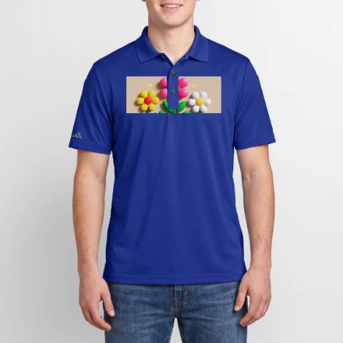 3D Flowers and Butterflies in Amber, Floral Design - Adidas Performance Polo