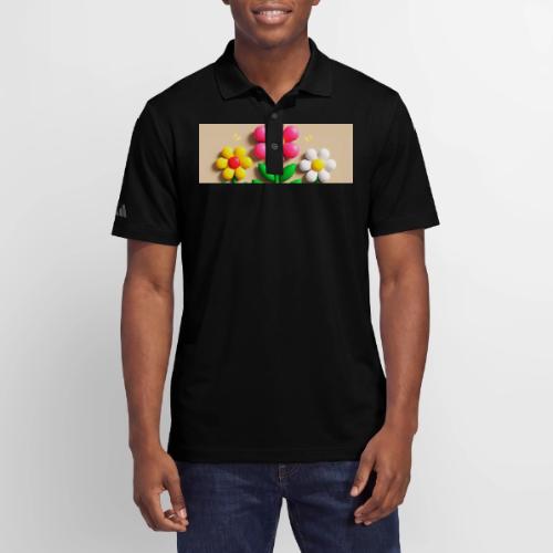 3D Flowers and Butterflies in Amber, Floral Design - Adidas Performance Polo
