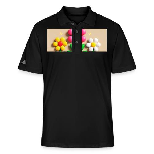 3D Flowers and Butterflies in Amber, Floral Design - Adidas Performance Polo