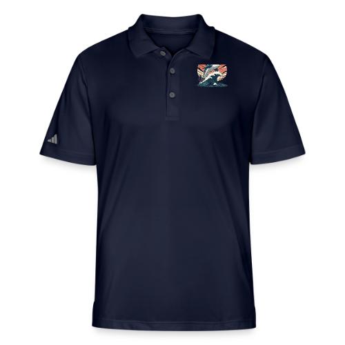 Fierce Shark Breaking Through Waves - Adidas Performance Polo