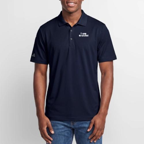 I Am Grateful Affirmation Quote Merch - Adidas Performance Polo