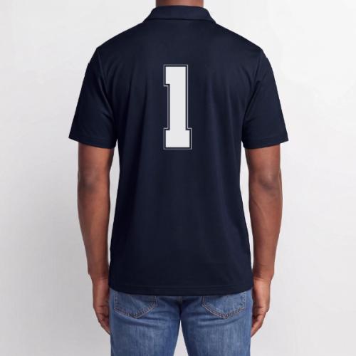 White Number 1 – Varsity Font - Adidas Performance Polo