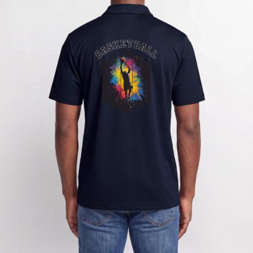 Basketball Slam Dunk Splash Design - Adidas Performance Polo