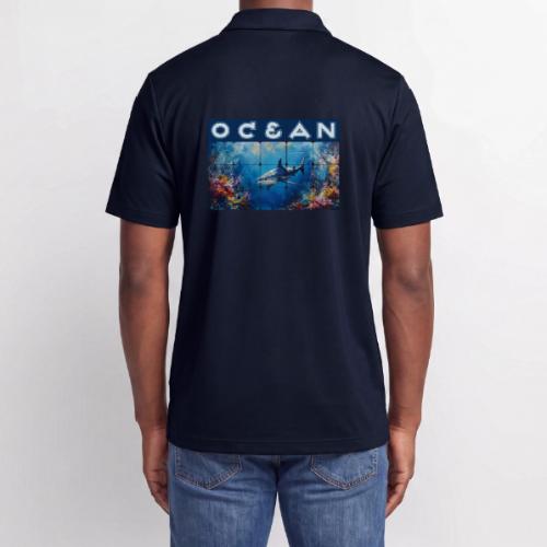 Ocean: Synthwave Shark - Adidas Performance Polo
