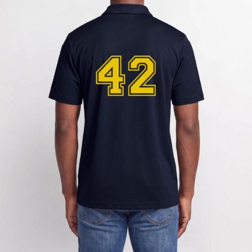 Number 42 in a classic athletic collegiate font - Adidas Performance Polo