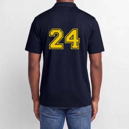 Number 24 in a classic athletic collegiate font - Adidas Performance Polo