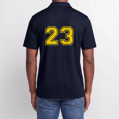 Number 23 in a classic athletic collegiate font - Adidas Performance Polo