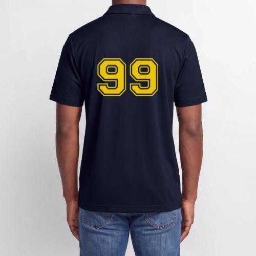 Number 99 in a classic athletic collegiate font - Adidas Performance Polo