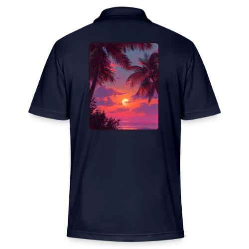 Tropical Sunset Palm Silhouette Design - Adidas Performance Polo