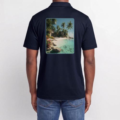 Serene Tropical Beach Floral Design - Adidas Performance Polo