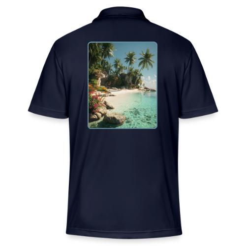 Serene Tropical Beach Floral Design - Adidas Performance Polo