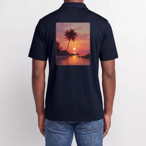 Tropical Beach Sunset Palm Design - Adidas Performance Polo
